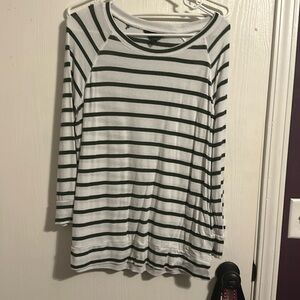Olive and white striped sweater